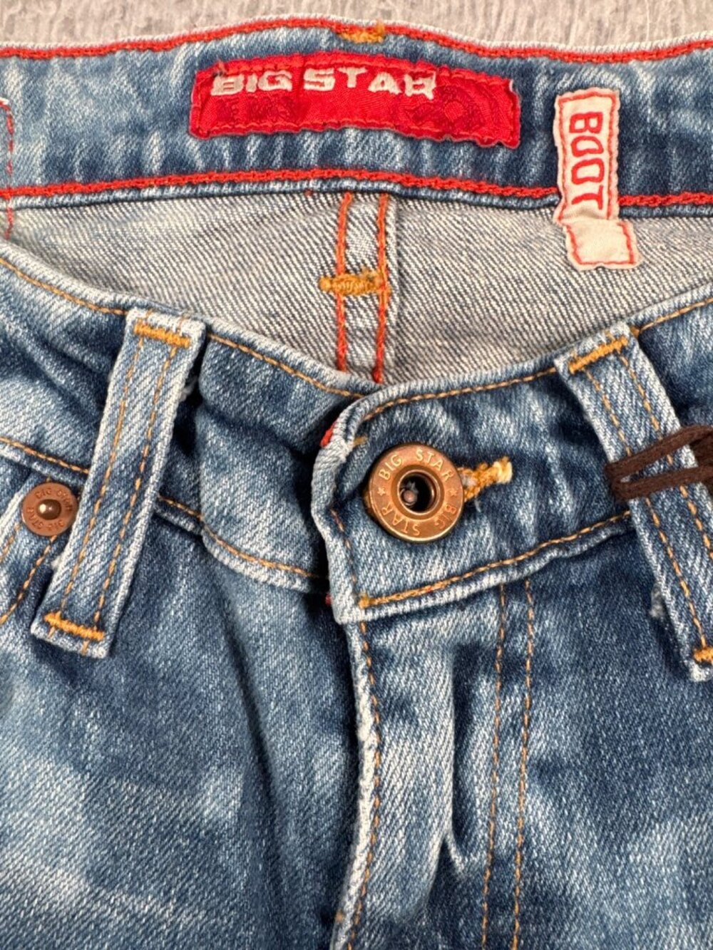 Big Star Flare Jeans 27R Bleach Wash Stretch Denim USA Retro Y2K Hippie - Picture 10 of 14